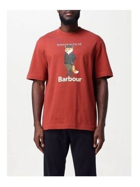 Maison Kitsuné x Barbour Beaufort Fox T-Shirt in Burnt Red Sz M NWT